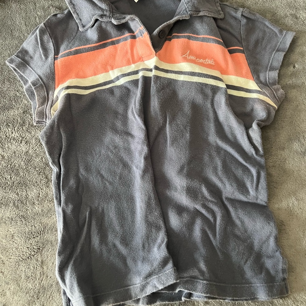 Aeropostale Gray and Orange Button Down Shirt
